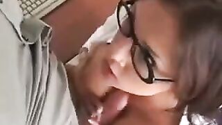 A hot girl is fucking with her boss in the office of his