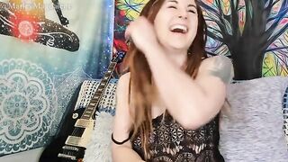 A funny hirsute girl removes her clothes and reaches a climax