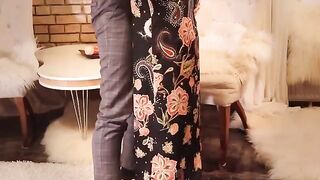 A guy had sex with a sexy ginger in a long black dress