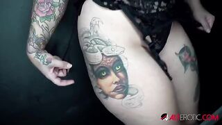 Inked babe Payton Preslee, known for her curvy 36F figure and striking tattoos, gets creampied