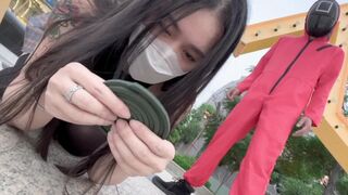 A man was chosen to play the squid game with a hot Asian woman
