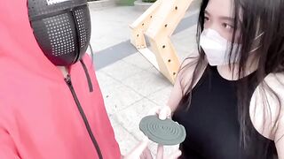 A man was chosen to play the squid game with a hot Asian woman