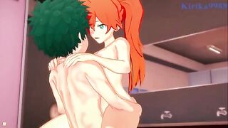 Izuku Midoriya and his cheerleader girlfriend have fun in the locker room - My Hero Academia Hentai