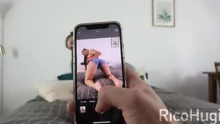Babe is talking on the phone with her boyfriend while sucking my dick