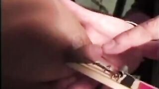 A sexy girl is being beaten and tied up by a guy