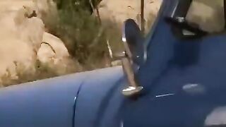 The man tore the girl's hole right on the car seat