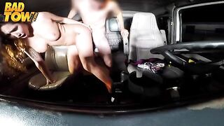 Up the ass of the driver and passenger filmed in the car