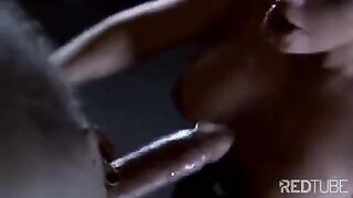 A related slave was forced to lick the pussy of a luxurious lady