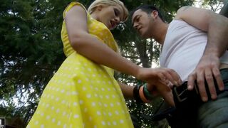 Babe fucked by her boyfriend on the motorcycle