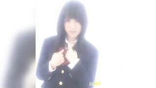 Hot Asian school uniform solo action with a satisfying finish