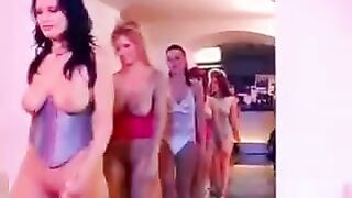 Big tits gang bang with hot teen action on the couch