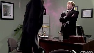 The boss fucked his secretary on the table in pants