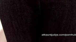 The old woman masturbates on the couch in this hot video