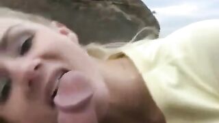The girl got a dessert from sperm on her face after sex
