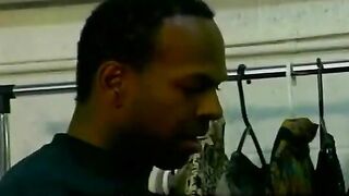 Two black guys are having fun without girls, engaging in passionate action