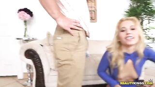 A blonde with cancer was fucked on the couch