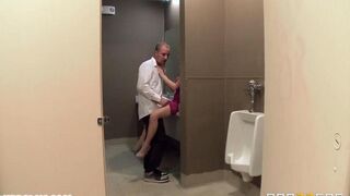 A waiter meets a client in the restaurant toilet and they have sex