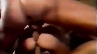 Exchange of semen during a group sex session with hand jobs