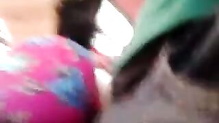 A man has an orgasm rubbing his dick on the riser with women on a bus