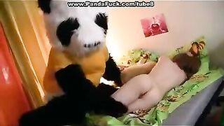 A man with a plush toy was fucked by his sexy mistress