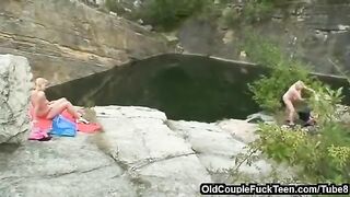 A mother and daughter are getting fucked by a father in an eporn scene