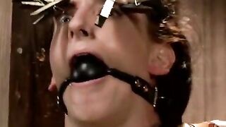The poor girl was tied up and mocked by a master in a intense scene