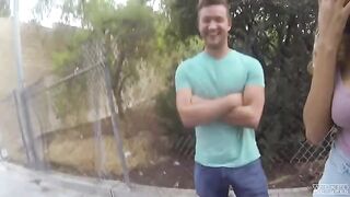 A couple of guys have sex on the city streets in public