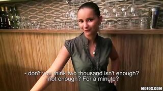 The pretty bartender agreed to have sex with the guy in HD quality