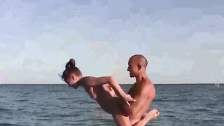 Nude gymnastics on the beach is always a good idea