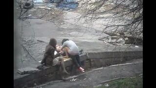 The guy shoots sex with a random girl straight in the street