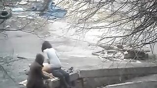 The guy shoots sex with a random girl straight in the street