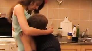 A drunken father fucks his daughter, and she really likes it - Russian scene