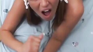 Standing boobs, smooth basket, and a mouth full of pussy slave