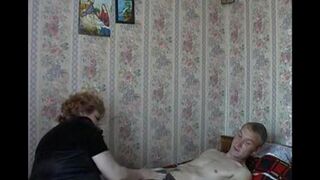 The old woman fucks her son, hidden camera captures it all