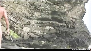 Amateur filming of a nudist beach, where you can see a lot of interesting people