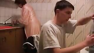 The mom gets fucked in the kitchen, it's more interesting than incest