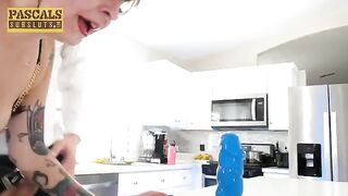 The girl was very horny and her pussy flew over the bumps