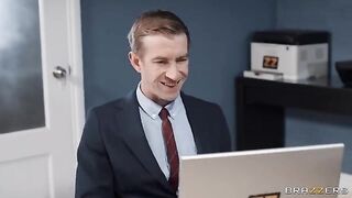 The secretary fucks her boss in black pantyhose