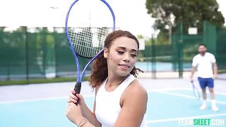The guy came to the girl after her sports practice