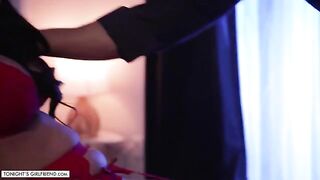 The guy fucked sexy busty Jamie Michelle in stockings while his wife was out