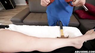 Rough massage with elements of bondage and intense teasing