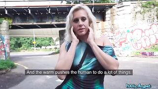 Blonde mature gets fucked right on the public street