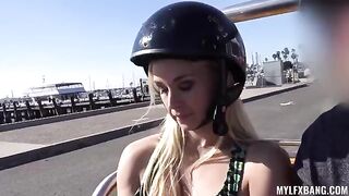 A hot blond girl has anal sex after a bath and gets fucked hard