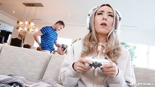 A hot nerd with glasses gets fucked in all holes by a big dick