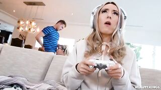 A hot nerd with glasses gets fucked in all holes by a big dick