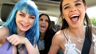 The nimfomaniac girl is having a threesome sex with girls