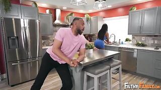 He fucked her in the kitchen and he came in her banana salad!