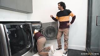 A hot blonde has a threesome with two lookalikes who treat her well