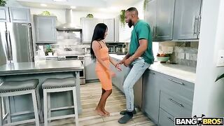 A woman with a small pussy is trying to take a big cock