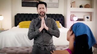Stepdad educates Kira Noir in intimate yoga exercises
